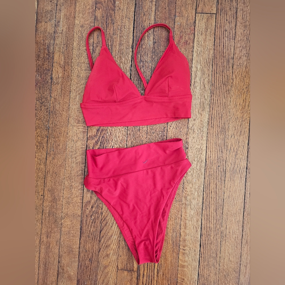 Red Aerie High Waisted Bikini